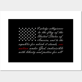 One Nation Pledge Of Allegiance American Flag Posters and Art